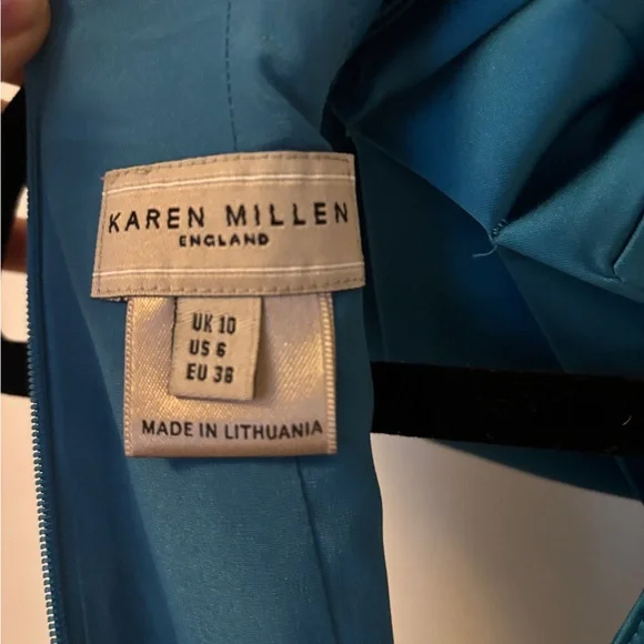 Karen Millen Teal Satin Midi Dress - Picture 9 of 11